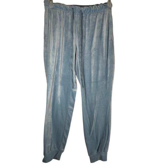 Serra Sky Blue Velour Set Top & Pants Women's Medium Pajamas Athletic Sweats - Picture 2 of 16